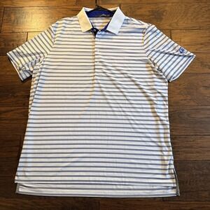 Ralph Lauren RLX Polo Shirt Mens XL blue Striped Golf Performance Logo
